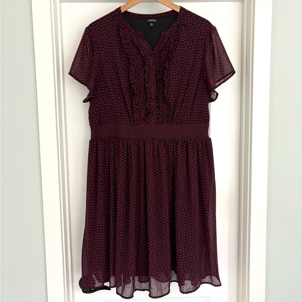 Torrid All Over Lip Print Knee Length Dress Size 2X